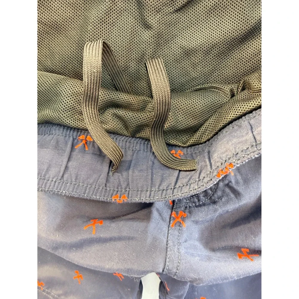 The North Face Mens Navy Blue Orange Ice Axe Print Swim Shorts Large Regular